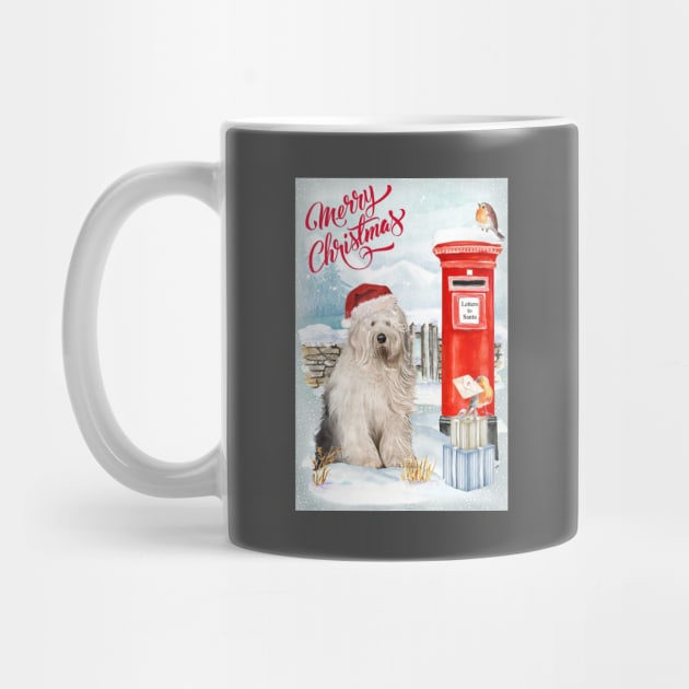 Old English Sheepdog Merry Christmas Santa Dog by Puppy Eyes